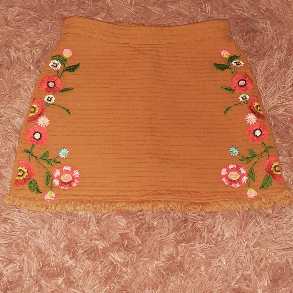 *SOLD*Orange 100%cotton Medium Miniskirt